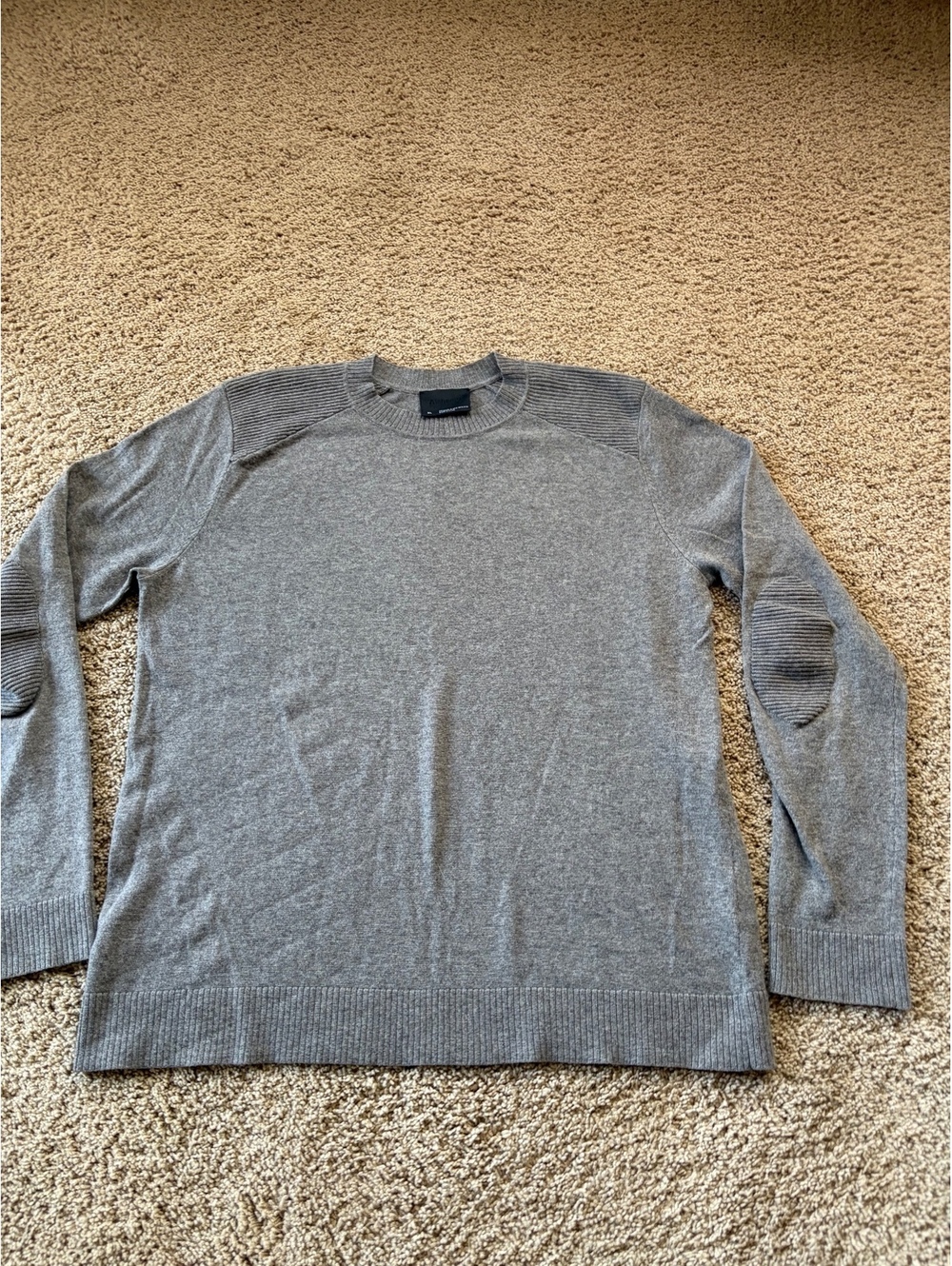 Alchemy Equipment Merino Wool Blend Knit Sweater Gray Men's XL Elbow Patches